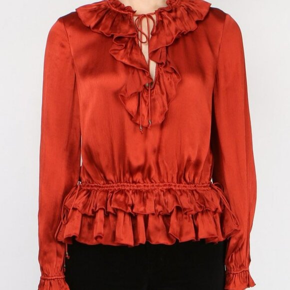 Ulla Johnson Tops - Ulla Johnson Maisie Blouse in Burgundy Size 8